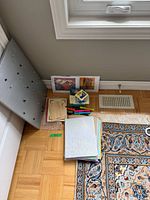 Overall lot showing decorative stationery, pastel paper stack, pens and memo cube