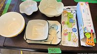 Group shot of all ceramic pieces and two chopstick sets