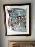 Full view of framed print on wall