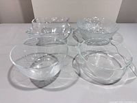 Group shot of all four clear glass bowls
