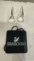 Front view of earrings and tag