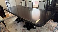 Rectangular table with leaf inserted, custom pad on top