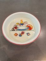 Top view of Tiffany Toys bowl showing interior graphics