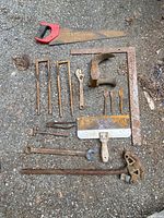 Layout of all rusty tools on ground