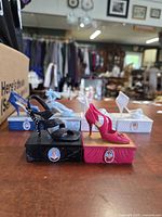 All six shoe trinket boxes on display