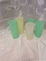 Five tumblers grouped to show colors and quantity