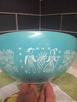 Side view of turquoise Butterprint bowl