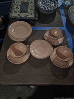Overall view of pink Franciscan Coronado set on table