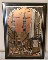 Full view of framed copper plate etching