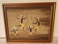 Frontal view of framed painting showing full artwork and composition