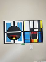 Full view of the geometric abstract painting mounted on wall