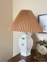 Full lamp showing ceramic base and shade