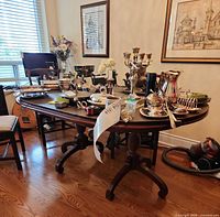 Full view of the dining table with items on top