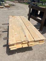 Stack of 1x6 tongue and groove boards on pallet