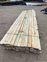 Top view of bundled 2x4 boards