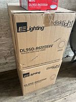 Two sealed cartons labeled EE Lighting disk light DL950-R6513SW