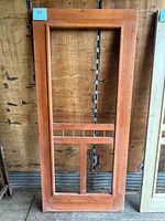 Front view of cedar screen door frame
