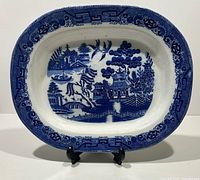 Front view of entire Blue Willow platter
