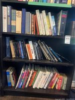 Three shelf view showing quantity and mix of books