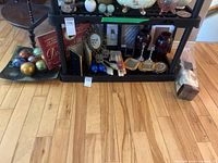 Full shelf view showing majority of decorative items