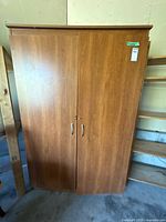 Front view of two-door wooden wardrobe