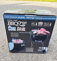 Front of boxed BBQroc Cool Grill combo showing grill and cooler images