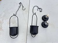 Two black hanging lantern bodies with chains and hooks plus two LED bulb modules