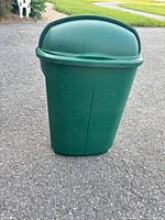 Front view of trash can with lid closed