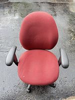 Front view of red fabric office chair