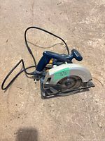 Full view of Ryobi corded circular saw with blade installed