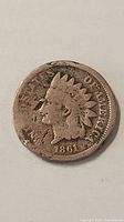 Obverse showing Indian Head and date 1861