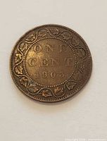 Reverse showing ONE CENT 1903 and maple leaf wreath