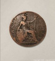Reverse of 1907 penny showing seated Britannia