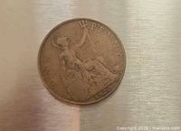 Reverse side of 1920 penny showing Britannia and date