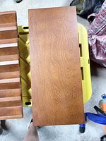Flat wooden shelf top surface