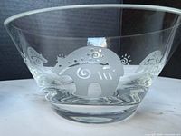 Side view showing frosted bear motif around bowl