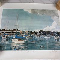 Full view of the Spa Creek Annapolis print showing harbor scene and margins