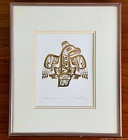 Full view of framed signed Bill Reid Haida Eagle print