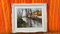 Full view of framed pastel drawing with frame