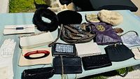 Entire assortment displayed on cloth surface