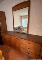 Front view of dresser with mirror attached