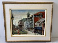 Framed oil painting full view showing image, matting, and frame