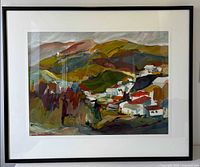 Full view of framed painting showing artwork, frame, mat