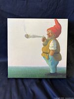 Front view of square canvas print showing gnome design