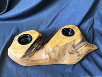 Top view showing entire live edge holder and both tea light cups