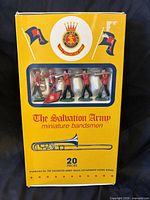 Front of boxed Salvation Army miniature bandsmen set