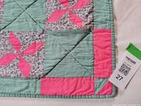 corner detail showing fabric patterns and stitching