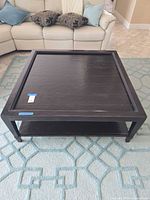 Top view of square espresso coffee table