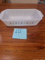 Top view of white milk glass loaf dish showing interior and handles