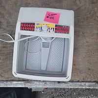Top view of Dr. Scholl's foot bath showing entire unit, power cord and rollers